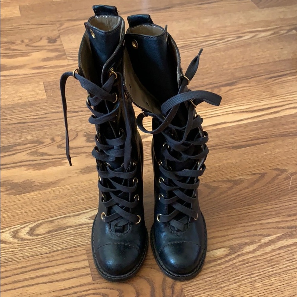 Dolce and Gabbana lace up leather boots size 35